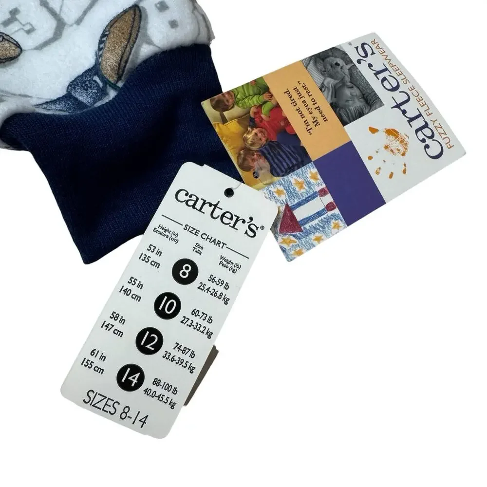 Vintage CARTERS *NEW* Football Fleece Long Johns Bodysuit Size 10 Kids Pajama